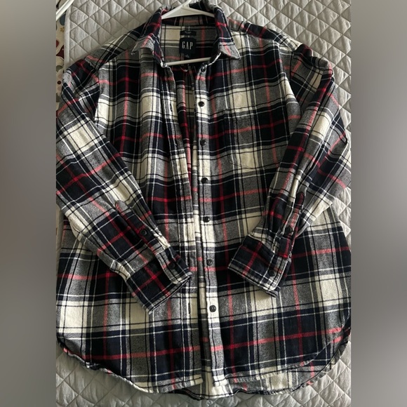 GAP Tops - GAP Black and Red Flannel Shirt